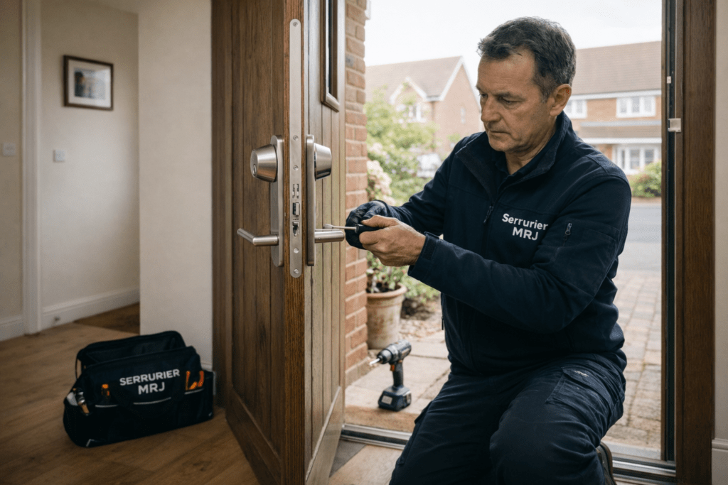 Serrurier Etterbeek installant une nouvelle serrure de sécurité pour habitation